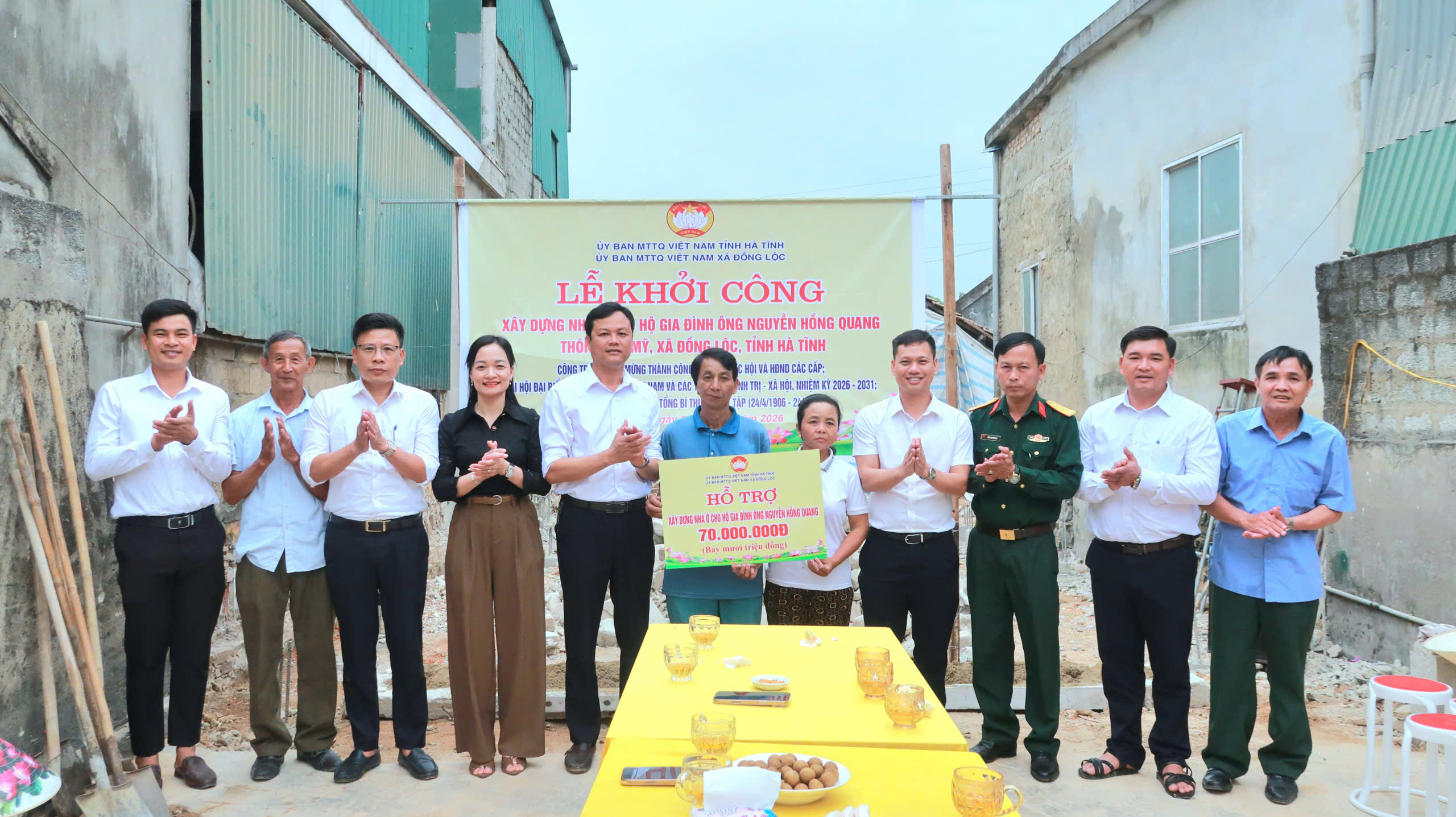 ỦY BAN MTTQ XÃ ĐỒNG LỘC KHỞI CÔNG XÂY DỰNG NHÀ Ở CHO HỘ CHÍNH SÁCH KHÓ KHĂN